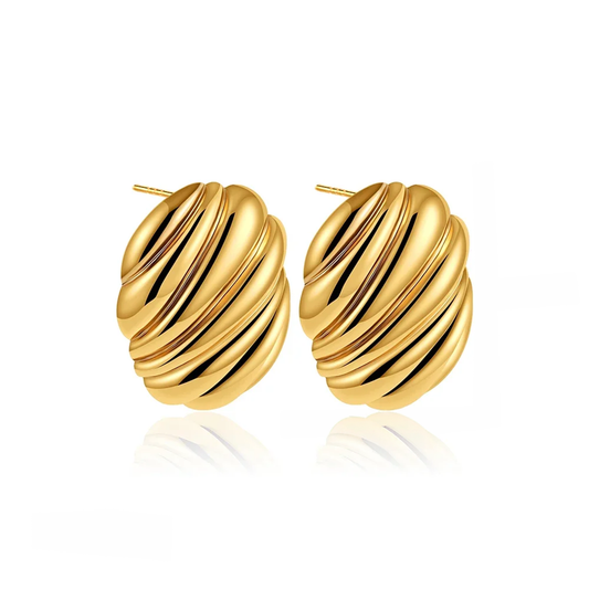 Boucles d’oreilles rondes ovales vintage en acier inoxydable