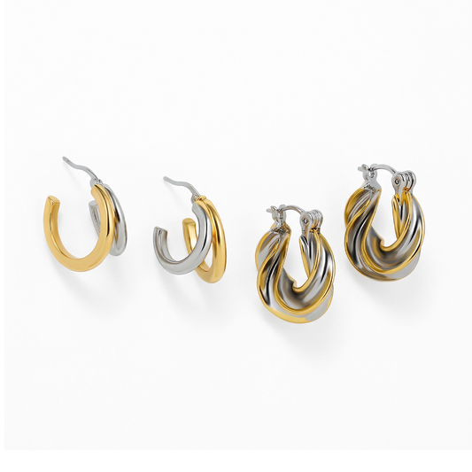 Boucles d’oreilles doubles colorées vintage