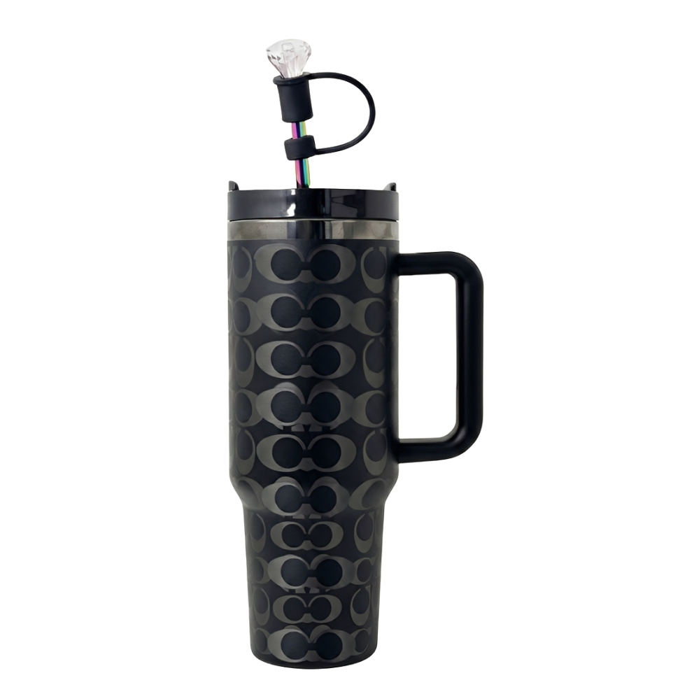 Gobelet isotherme monogramme holographique 1,2 L - Noir et argenté