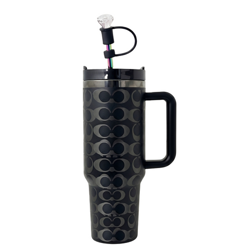 Gobelet isotherme monogramme holographique 1,2 L - Noir et argenté