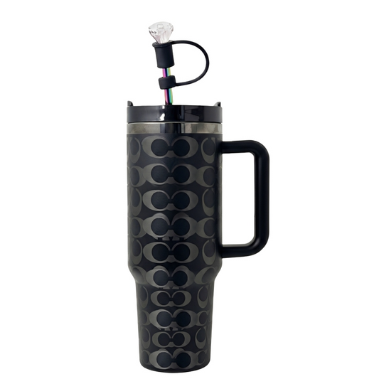 Gobelet isotherme monogramme holographique 1,2 L - Noir et argenté